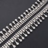 Jerler Rhinestone Tassel Fringe Trim Crystal Close Chain Applique for Sewing Crafts Ideal Wedding Party Clothing DIY Decoration, 2 Yards 0.87"W