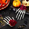 2 Pieces Halloween Skeleton Hands Hair Clips Rose Flower Skull Hair Barrettes Claws Hand Bone Hair Clip Halloween Gothic Hair Accessories for Women Girls Cosplay Horror Party Supplies
