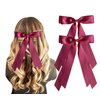 Silky Satin Ribbon Bow Hair Clips for Women Bowknot Hair Ponytail Holder Accessories for Women Girls Toddlers Teens Kids Party Wedding Prom Daily Outfits (Wine Red*2)