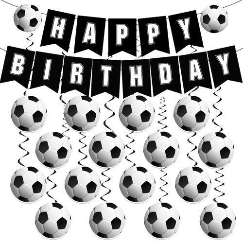 Soccer Birthday Party Decorations, Soccer Party Decorations Include Happy Birthday and Soccer Hanging Swirls, Soccer Birthday Party Supplies