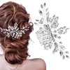 HINZIC Wedding Crystal Bride Hair Comb Flower Pearl Bridal Side Comb Hair Accessories for Women Girl Hair Decorative Wedding Party Cosplay Embelishments Christmas Valentine Gift(Pack of 1）