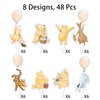 48 Pcs Winnie Cupcake Toppers Classic Pooh Baby Shower Decorations Cute Cake Decorations Oh Baby Newborn Party Favors Boys and Girls First Birthday Supplies