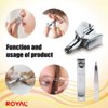 ROYAL [Made in Korea] Nose Hair Trimmer for Men Set,Birdie Set, with Nail Clippers and Tweezers, Manual, Battery-Free, Waterproof, Painless with Twelve Dual-Edged Blades, Patented Mechanism RET-4