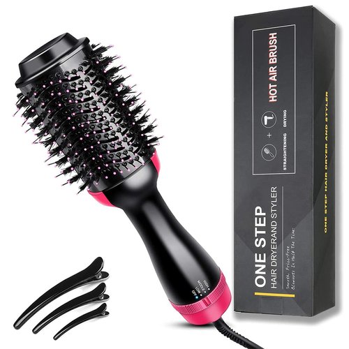 Weaving Dream 1000W Negative Ion Hair Dryer and Styling Tool Set, Black, Volumizing, Straightening, Curling, Scalp Massaging, 5-in-1