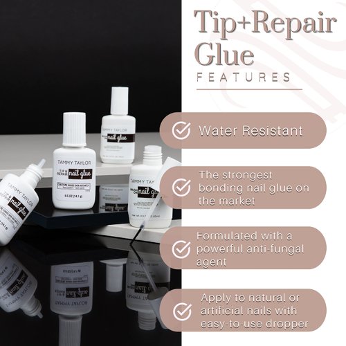 Tammy Taylor Tip and Nail Repair Glue | Dry Clear Gel Nail G lue for Press on Nails, Acrylic Nail Tips & Natural Breaks | Cure Under UV/LED | Solid Nail Adhesive Gel Gl ue for Nails and Extensions