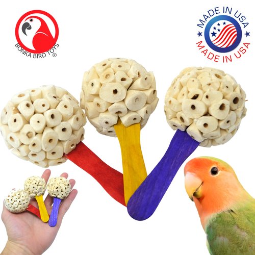 Bonka Bird Toys 2964 PK3 Sola Pop Parrot Foot Talon Cage Toys, Conure, Cockatiel, Parakeet, and Similar Breeds