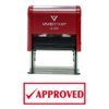 Approved w/Check Office Self-Inking Office Rubber Stamp (Red) - L
