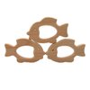 Arakierst 2pcs Organic Wood Goldfish Teether Pure Natural Animal Shape Beech Wooden Handmade Grasping Pattern DIY Pacifier Chain Pendant