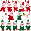 Cunno 12pcs Christmas Baby Elves Miniature Elf Doll Plush with Elf Clothes Xmas Elf Toy Accessories for Little Girls and Boys Christmas Advent Calendar Easter Decorations(Red, Green)
