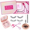 Dual Magnetic Eyelashes, Magnetic Eyelashes without Eyeliner 4D Natural Look Reusable Easy to Wear, Soft Magnets False Eyelashes with Applicator No Glue
