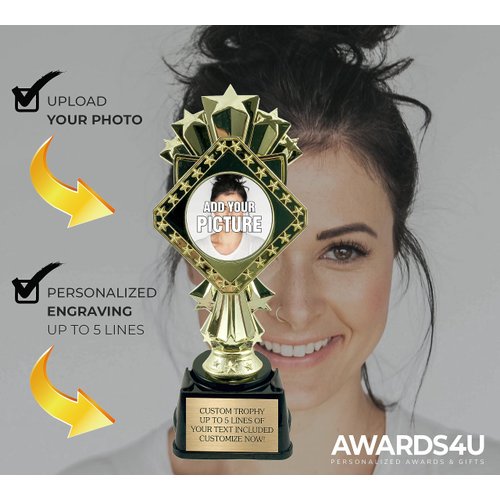 9” Custom Trophy with Engraved Plate - Upload Your Logo or Choose from Sports, Academic, Scholastic, Funny and More! - Customize Now!