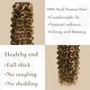 Hyssiet Curly Human Hair Clip in Extensions 7pcs with 16 Clips Healthy Wavy Clip Hair Extensions Real Human Hair 120g18 Inch Dark Brown Highlighted Honey Blonde Soft Thick Curly Hair Extensions