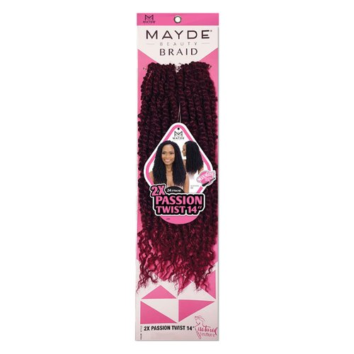 Mayde Beauty Crochet Braid 2X PASSION TWIST 14" (5 Pack, 1B)
