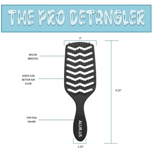 Vented Hair Brush Detangler | Hair Brush Detangler Brush for Wet Hair or Dry Hair | Curved Vent Brush for Blow Fast Drying | The Pro Vented Detangling Brush for All Hair Types