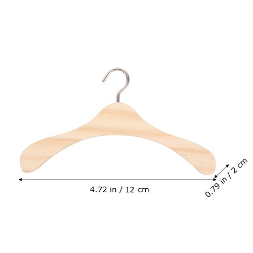 Wooden Dolls Clothes Hangers 10pcs Wooden Dolls Clothes Hanger Mini Doll Hanger Doll Dress Outfit Holders Dollhouse Miniature Accessories for Doll Closets, Pet Hangers (4.68in)