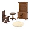 iLAND Miniature Dollhouse Furniture on 1 12 Scale, Dollhouse Chair & Table & Bookshelf & Rug (Classic 4pcs)