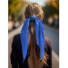 Pack of 2 Knotted Bow Hair Scrunchies Elastic Hair Scarf Hair Ties Bands Satin Hair Ribbon Scrunchy Ponytail Holder for Women and Girls,Hair Scarf Scrunchies,Hair Accessories (Royal Blue)