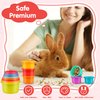 SKYWHALE Bunny Toys, Stacking Cups for Rabbits, 8PCS Stackable Plastic Pet Nesting Snack Cup, Chinchilla, Guinea Pig and Parrot Enrichment Toys for Hiding Food and Playing