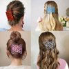4 Pieces Elastic Hair Comb Clips Magic Stretchy Double Comb Hair Clips for Girls Women Hairstyle Hair Accessories (Beads-Pink,Red,White,Blue)