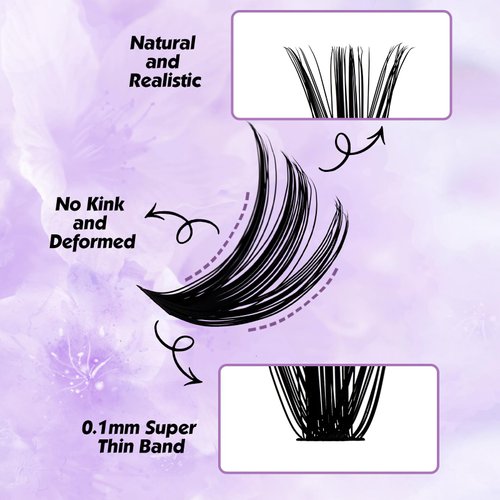 WENDY Lash Extension Kit Lash Clusters Kit D Curl Cluster Lashes 40+50D Individual Lashes with Lash Bond and Seal Lash Applicator Lash Glue Remover Brush Eyelash Clusters(40/50P-D Kit,12-16mm)