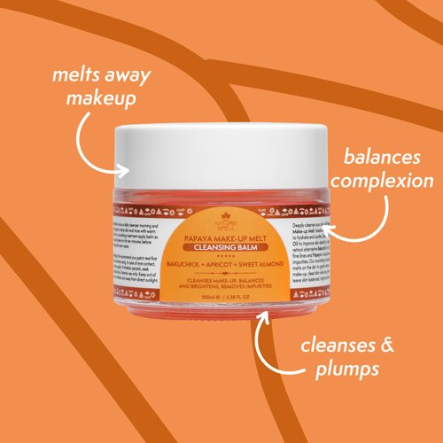 Nature Spell Papaya Cleansing Balm, Makeup Remover For All Skin Types, with Muslin Cloth and Applicator, 3.38 Fl Oz