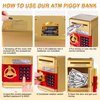 GuDoQi Piggy Bank, Electronic Money Bank, Safe Mini ATM Cash Coin Can, Auto Scroll Paper Money Saving Box, Great Birthday for Kids, Gold