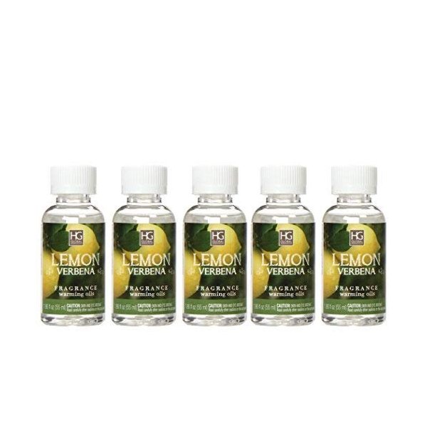 Hosley Premium Lemon Verbena Highly Scented Warming Oils for Aromatherapy, Meditation, Yoga, Spa Experience Zesty Bliss with Highly Scented Fragrance Oils for Home 55 ml Bottles Pack of 5