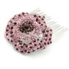 Medium Decorative Hair Comb Rhinestone Crystal Rose Bridal Hair Comb, Pink