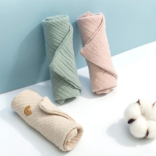 Nisstiiv Baby Washcloths Muslin Cotton Face Towels, Burp Cloth, Saliva Towel, Handkerchief for Newborns Infants, 5 Pack, GGBHN09