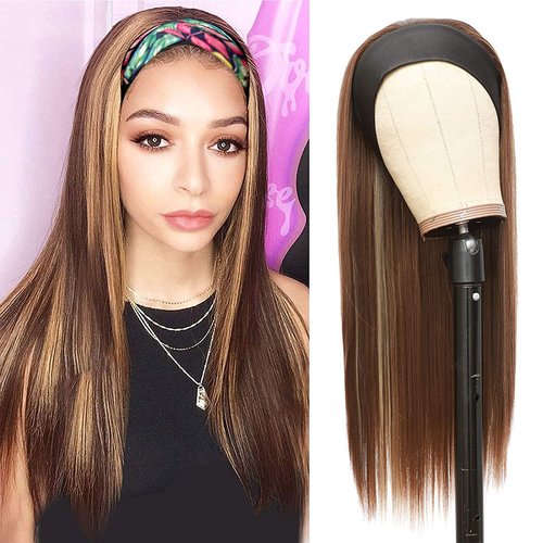 G&T Wig Headband Wigs for Women Long Straight Honey Blonde Highlights Wig Silky Straight Heat Resistant Wigs for Daily Party Use(24inch) …