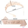 YARIEW Sweet 16 Birthday Decorations for Girls, Rose Gold Sweet 16 Sash and Tiara, Birthday Crown and Sash, 16th Birthday Gifts for Girls, Sweet Sixteen Gifts for Girls