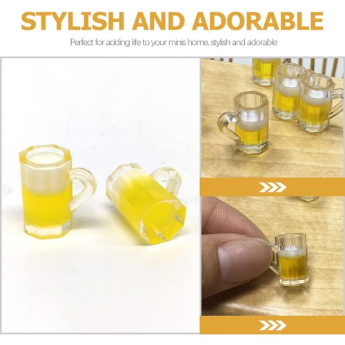 Toddmomy 20Pcs Mini Beer Mug Shot Glasses Mini Resin Beer Cups Tiny Shot Mug Landscape Beer Mug Decoration Mini Glasses Miniature Accessory for Dollhouse