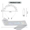 ACO-UINT Silver Birthday Crown for Girls, Cute Birthday Sash & Birthday Tiara for Women Set, Sweet Birthday Headband Birthday Decorations Birthday Gifts for Women