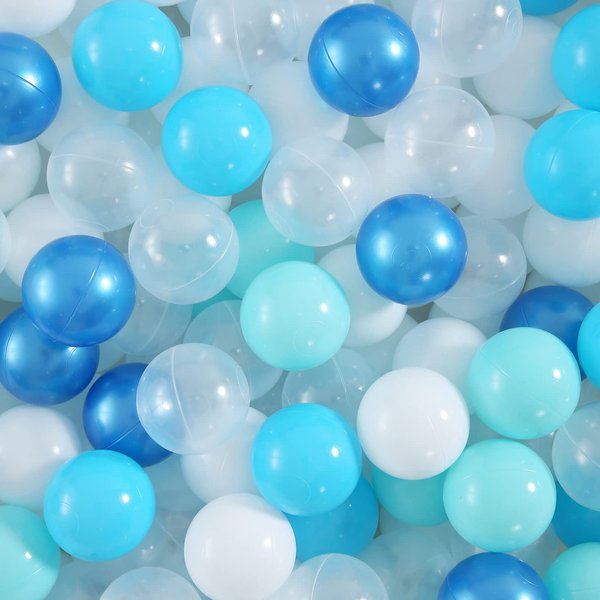 Realhaha Ball Pit Balls 100 Play Balls Plastic Balls for Baby Girls Toddlers Kids Play Tent Pool Playhouse Playpen Party Decoration, Dark Blue Blue Green White Clear