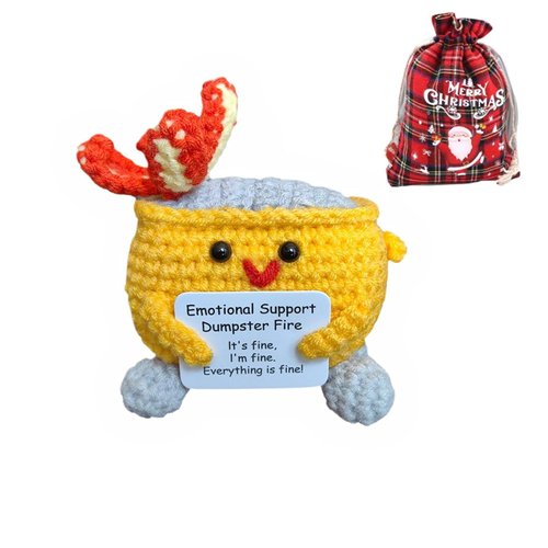 Crochet Dumpster Fire, Handmade Emotional Support Dumpster Fire Toy, Positive Crochet Dumpster Fire Plush Doll, Funny Emotional Support Gifts Friends,Coworkers, Students, Teachers Office Desk Decor