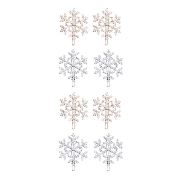 Beaupretty 8 Pieces Christmas Snowflake Hairpins Blue Rhinestone Snowflake Hair Clips Metal Bobby Pins Winter Barrettes for Women Girls