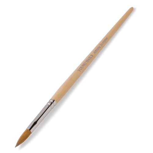 Young Nails Artistic Sculptor Brush - Size 9 Oval, Soft Firm Bristle Brush for Acrylic Application, Fills, Powder, Nail Art, Extension, Gel Nails, Fine Lines, Outlines, For Beginner & Professional