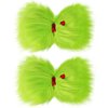 Vloso 2 Pcs Christmas Hair Bow for Girls,6 Inch Green Furry Hair Bow Clips with Red Heart,Christmas Decorations Costume Accessories Women Girls