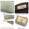 APHISON RFID Credit Card Holder Zipper Card Case Small Wallets for Women Leather Sunflower style Ladies Girls/Gift Box 1927 GREEN