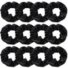 12 Pcs Faux Leather Jacket Cheer Hair Scrunchies For Thick Hair School Performance Scrunchy Sports Ponytail Holder Wrist for Girls Cosplay Show (Black)