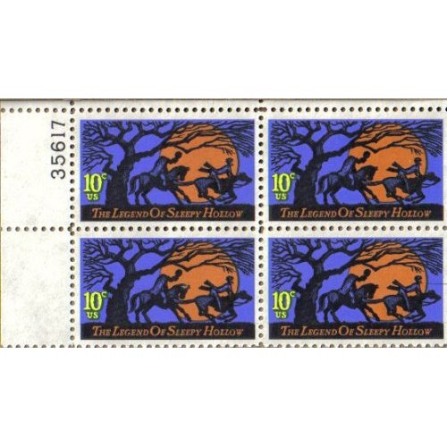 #1548-1974 10c Legend of Sleepy Hollow U. S. Postage Stamps Numbered Plate Block (4)