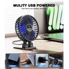 JZCreater USB Desk Mini Fan Portable, 3 Speeds Desktop Table Cooling Fan, Plug in Power Fan, Rotation Strong Wind, Quiet Personal Small Fan for Home Desktop Office Travel Bedroom, Black Blue