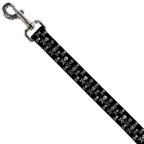 Dog Leash Multi Skull Black Gray 4 Feet Long 0.5 Inch Wide