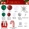 Christmas Balloon Garland Arch kit with Red Green White Silver Balloons Candy Cane Silver Exploding Star Gift Box Foil Balloons for Christmas Party Decorations Birthday Xmas Party Supplies