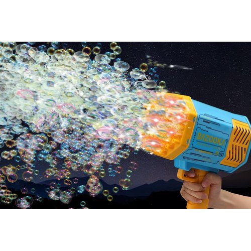 Petrella Bubble Gun Bazooka Bubble Machine Gun 69 Hole Bubble Blaster Blower with Colored Lights Gifts for Kids Adults Outdoor TIK Tok Toys for Wedding Birthday Party Blue