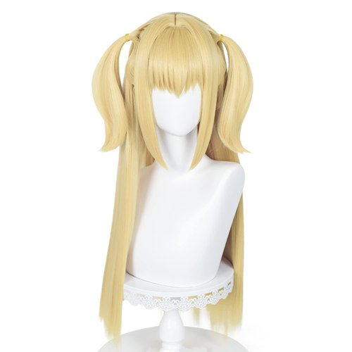 Long Blonde Wig for Misa Amane Cosplay, Long Straight Yellow Cute Kawaii Wig with Bangs + Cap for...