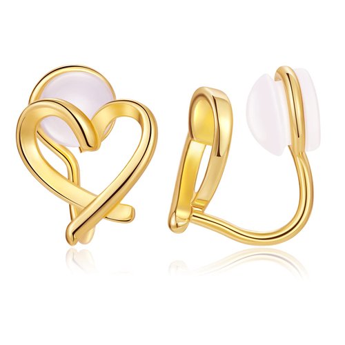 14K Gold Clip On Earrings for Girls Cute Hypoallergenic Heart Earrings Non-piercing Clip Earrings for Women Dainty Jewelry Birthday Gift for Girls (gold)
