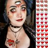 COKTAK 36 PCS Bride of Chucky Tattoo Heart For Women Men Kids Adults, Halloween Zombie Chucky Makeup Kit, Chucky Heart Temporary Tattoos Stickers Cosplay, Bride of Chucky Rave Party Accessories