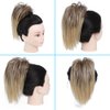 YOLANFAIRY Messy Bun Hair Piece Claw Clip in Hair Buns Hair Piece for Women Straight Short High Ponytail Extension Tousled Updo Faux Hair Bun Scrunchies for Girls (Brown Mix Ash Blonde)