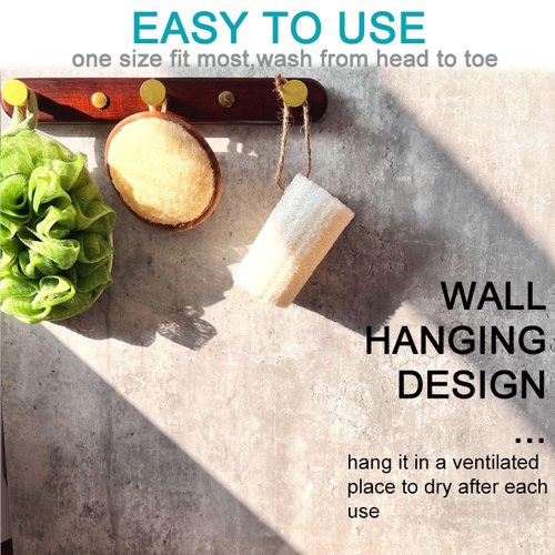 3 pcs/Set 4"×4" Natural Exfoliating Face Pad Loofah Sponge Facial Brush - Shower Scrubber - Body Bath Spa for Men & Women, Renewable Resource (Front 100% Loofah + Back 100% Pile Fabrics) Pack of 3